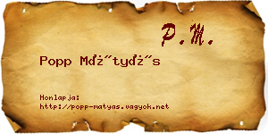 Popp Mátyás névjegykártya